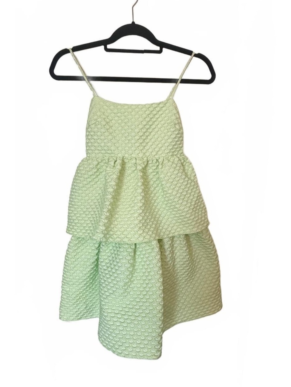 Collective the Label Petite Lime Textured Tiered Mini Dress Size 4, Cottagecore